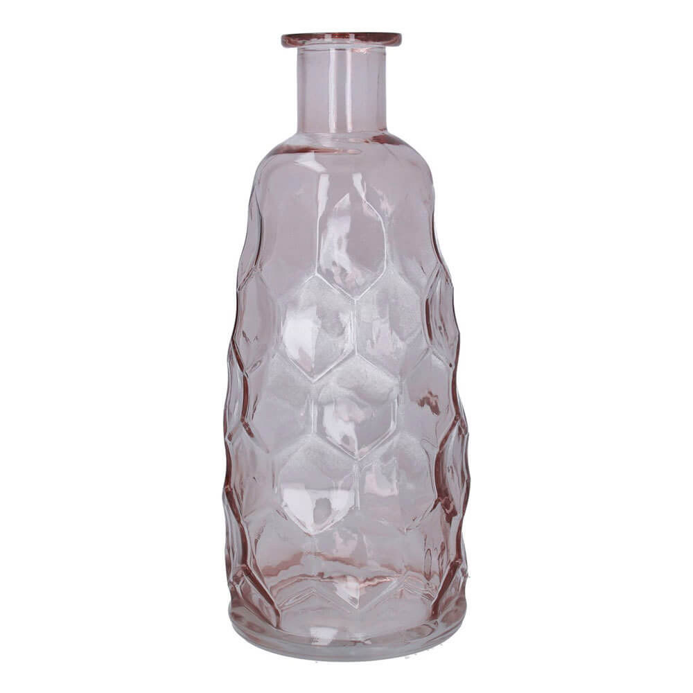 Gisela Graham Pink Glass Honeycomb Tall Vase
